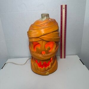 Vintage Halloween Pumpkin MUMMY Light Up Foam Blow Mold - Trendmasters 1993 RARE